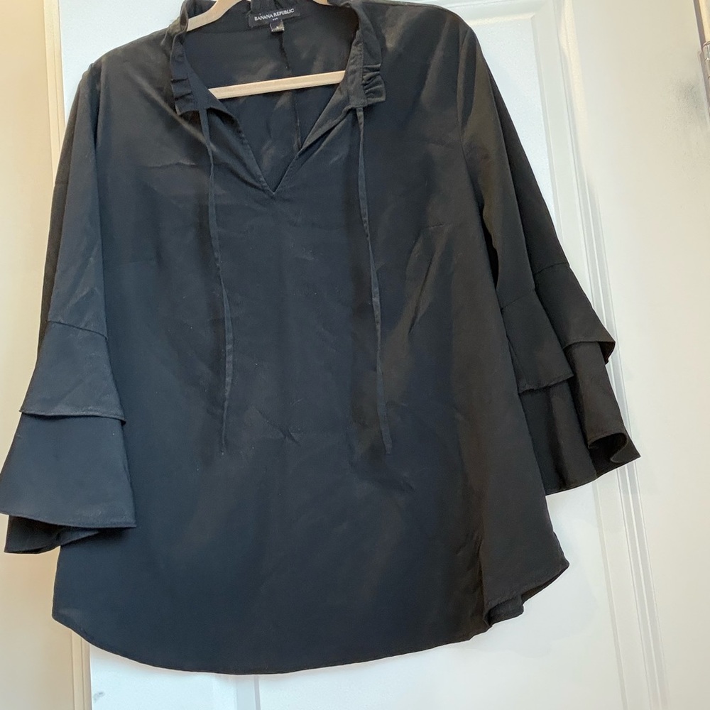 Banana Republic Black Women's Blouse with Bell Sleeves